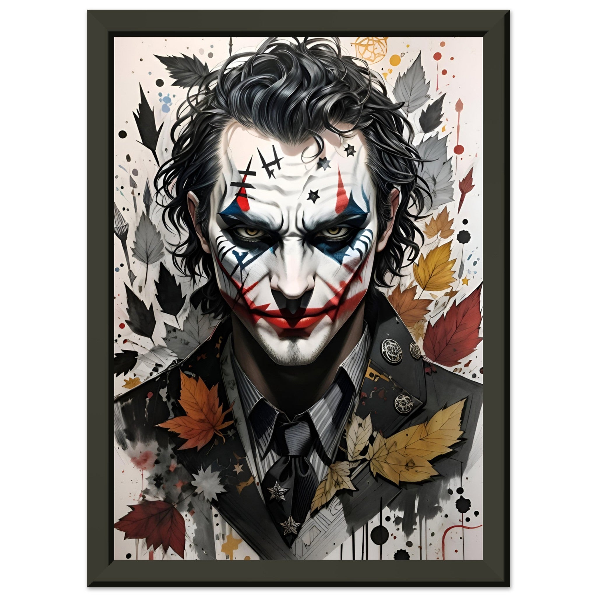 Düstere Zukunftsskizze des Jokers - Poster mit schwarzem Bilderrahmen